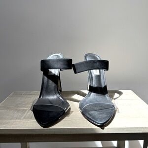 STEVE MADDEN 8.5 BLACK Amaya Vinyl Sandals